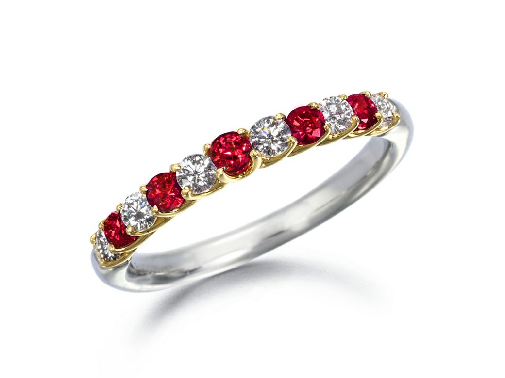 Pt950 K18 ルビー ダイヤモンドリング | ANNIVERSARY BAND RING | 岡山