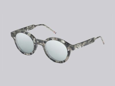 【THOM BROWNE】TBS411-47 ラウンド グレー トータスサングラス